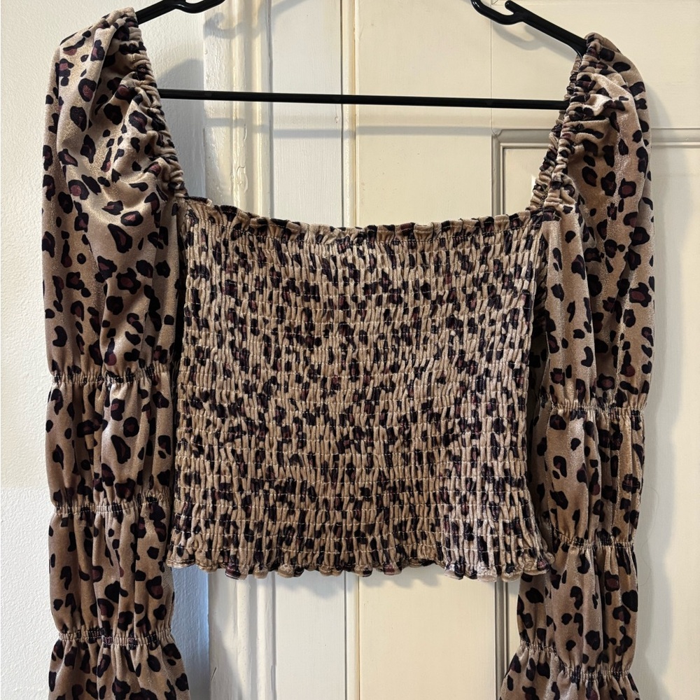 Leopard Print Smocked Top